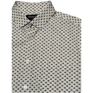 Mizzen Main Shirt Medium Trim White Geometric Print Leeward Short Sleeve Stretch